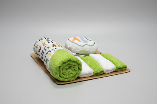 Toalla con Babitas Y Esponja de Baño
