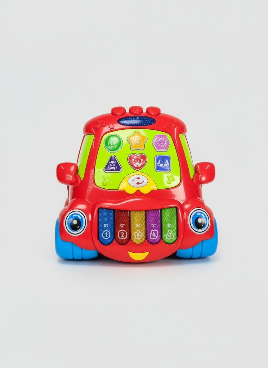 Carro Musical Interactivo 3 en 1 para Bebés, Piano Didáctico, Sonidos de Animales y Formas