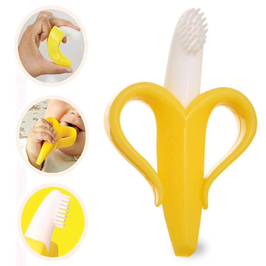 Cepillo de Entrenamiento Banana de Silicona para Bebé