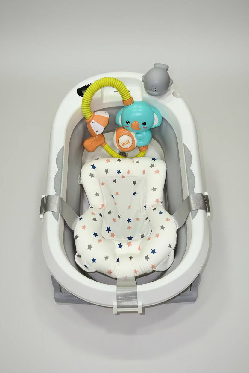 Bañera Plegable Con Ducha Electrica y Soporte De Espuma