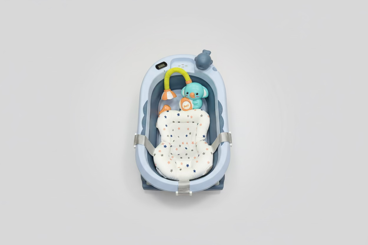 Bañera Plegable Con Ducha Electrica y Soporte De Espuma