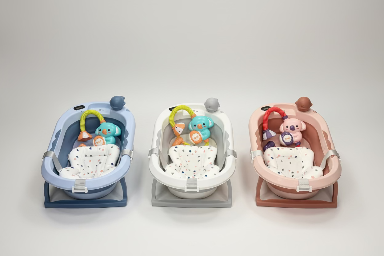 Bañera Plegable Con Ducha Electrica y Soporte De Espuma