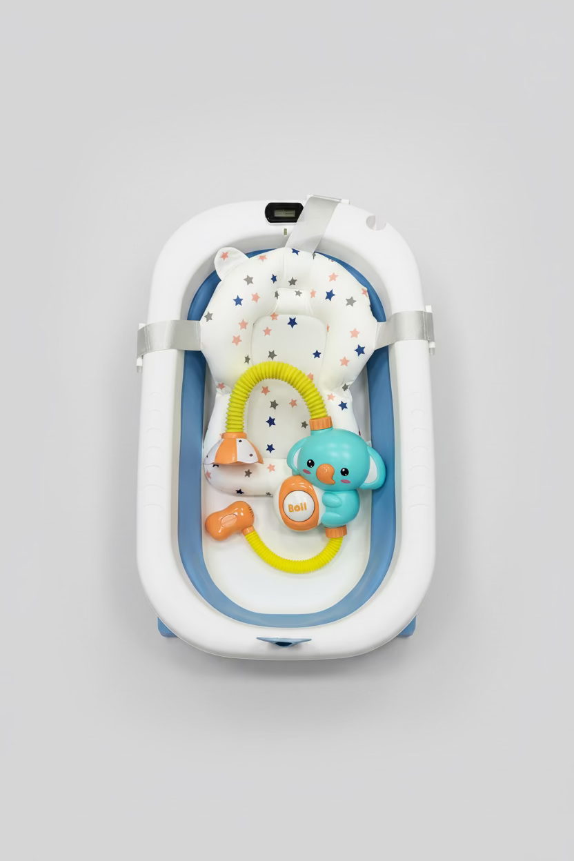 Bañera Plegable con Ducha Electrica Y Soporte de Espuma