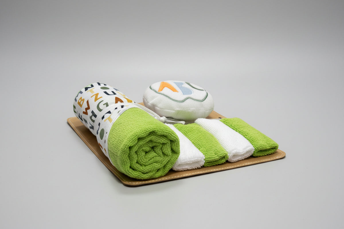 Toalla con Babitas Y Esponja de Baño
