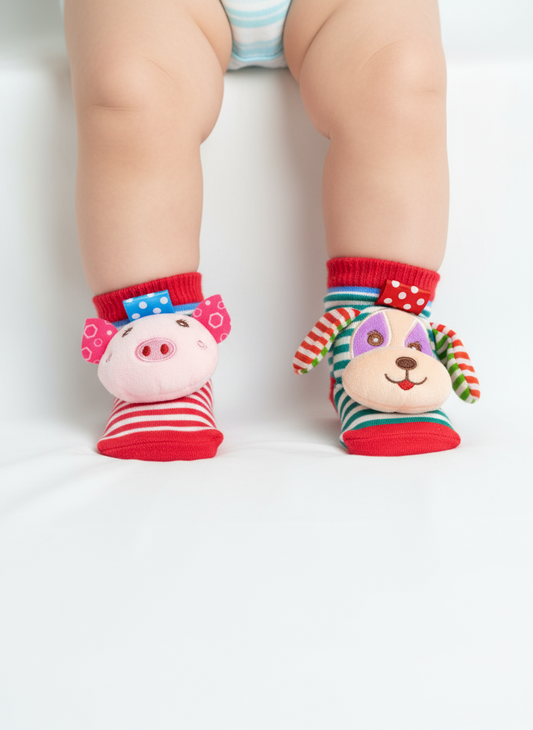 Medias con sonajero para bebé – Animales SKK Baby (0+ meses)