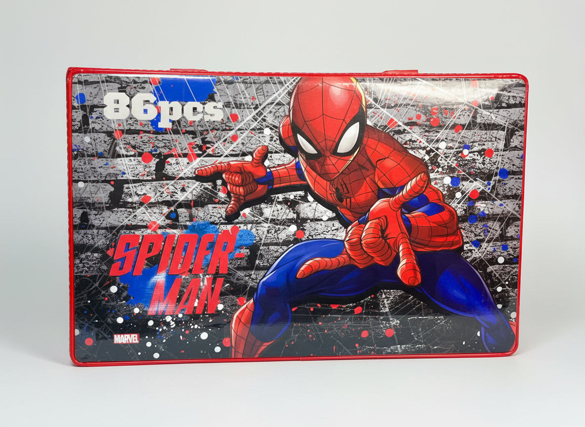 Set de Dibujo y Pintura 86 Piezas con Estuche - Cars o Spiderman